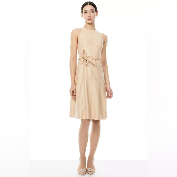 Alice + Olivia Leandra Vegan Leather Midi Dress $440 - Picture 1 of 7